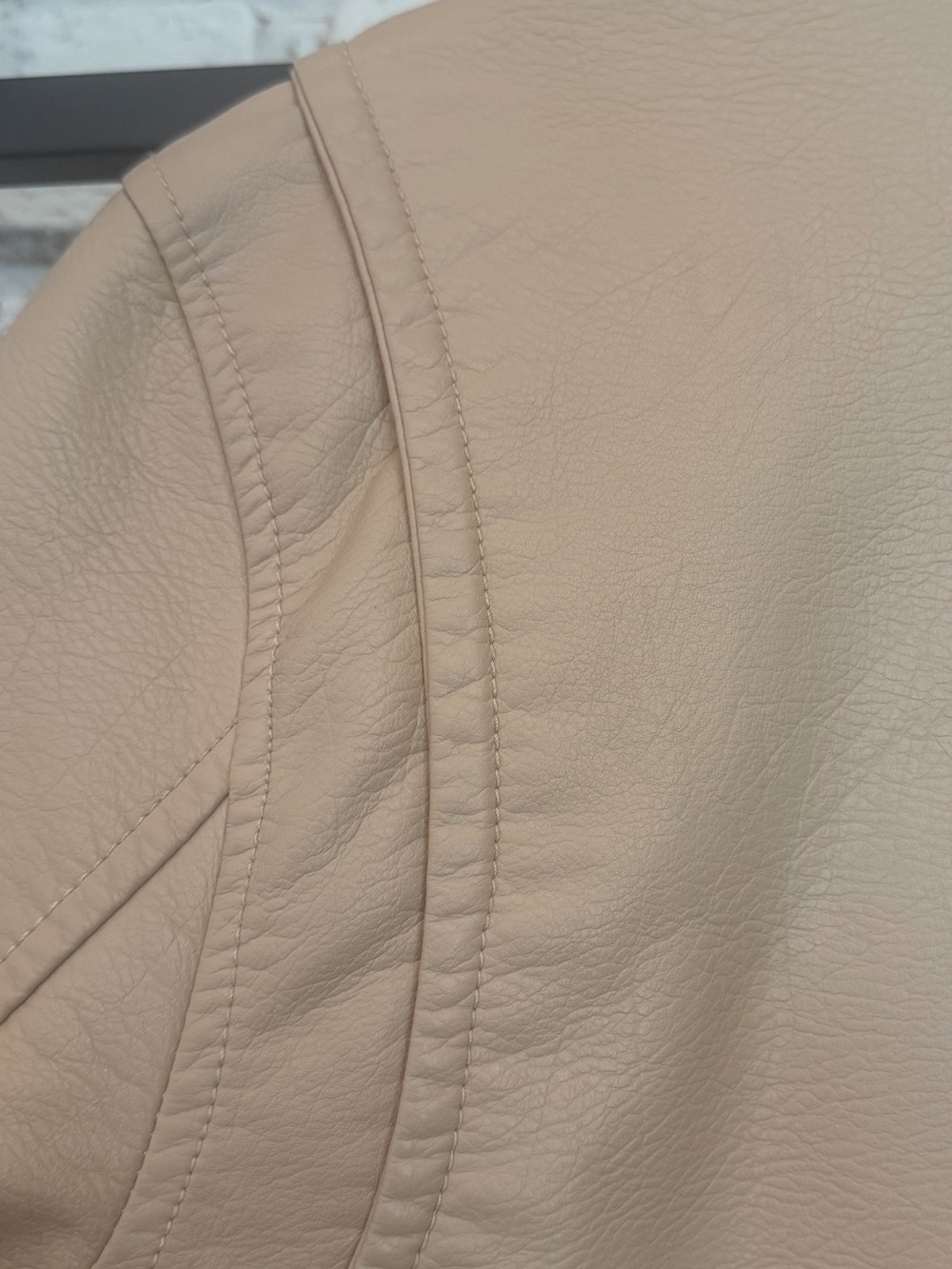 Blank NYC Light Beige Faux leather Moto Jacket with Gold Hardware - Picture 8 of 8